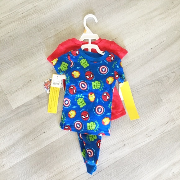 Spider-Man & Iron Man Hulk Captain American 2 Piece Set New 12 Months PJS - Picture 2 of 2